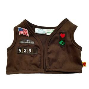 BUILD A BEAR Brown Girl Scouts Vest Brownies Uniform